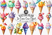 Ice Cream Cone Clipart, an Illustration by Designking (Thumbnail 1 of 4)