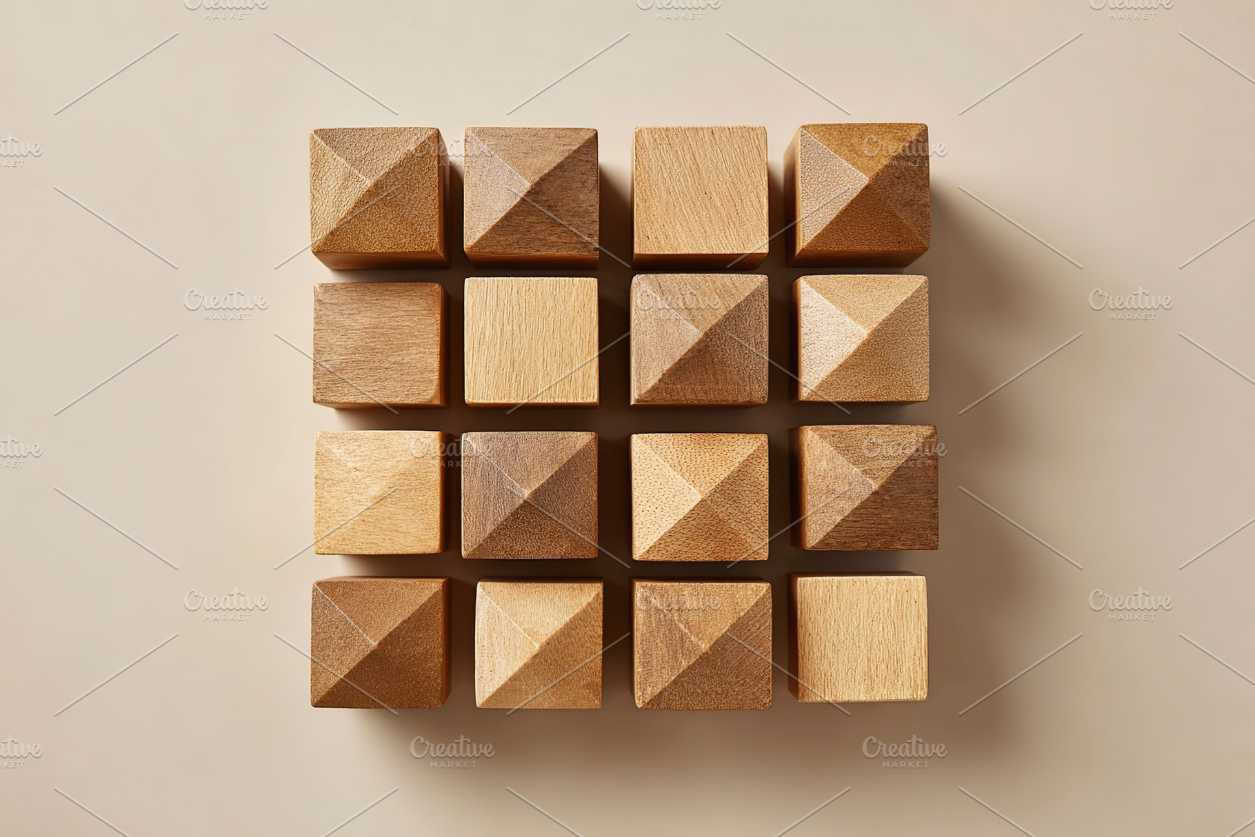 Flat lay composition of identical wooden matte shapes on light surface, a Background Photo by AlyaAnd