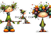 Quirky Holly Girl Clipart, an Illustration by Craft Nest (Thumbnail 6 of 9)