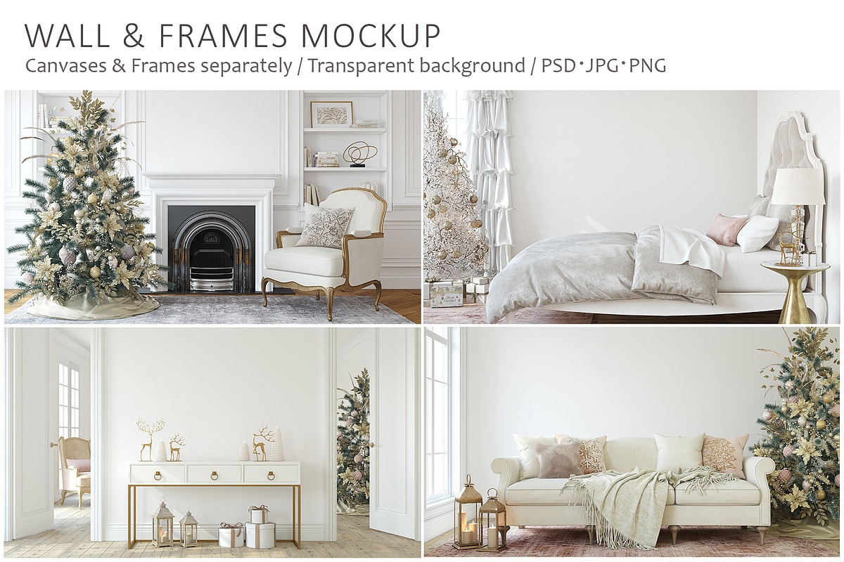 ROMANTIC CHRISTMAS Wall&Frame Mockup, a Poster Template by MyHomeMockups (Photo 1 of 11)