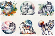 Watercolor Wolf  Sublimation Clipart, an Illustration by SVGArt (Thumbnail 7 of 7)