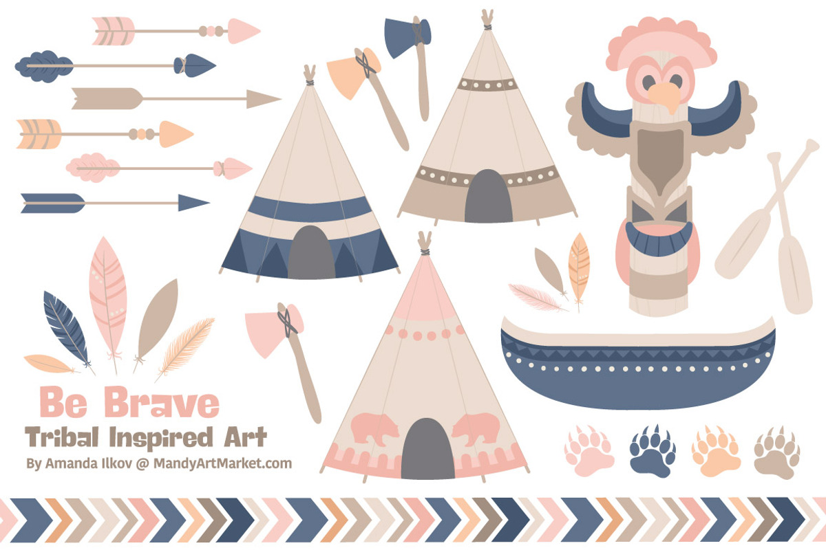 Navy & Blush Tribal Clip Art, an Illustration by Amanda Ilkov (Photo 1 of 4)