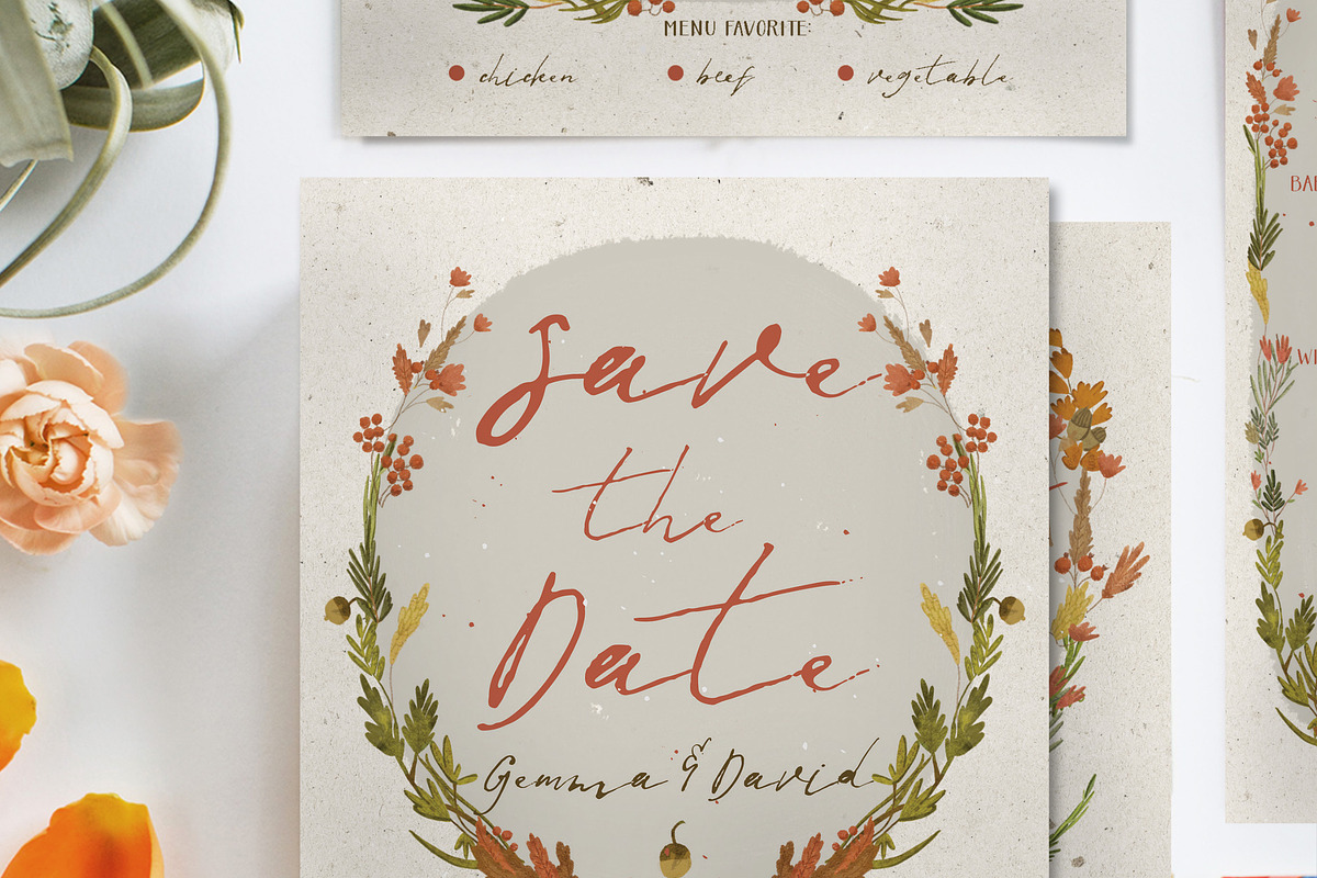 Autumn Floral Wedding Suite, an Invitation Template by BlueRobinDesignShop (Photo 1 of 12)