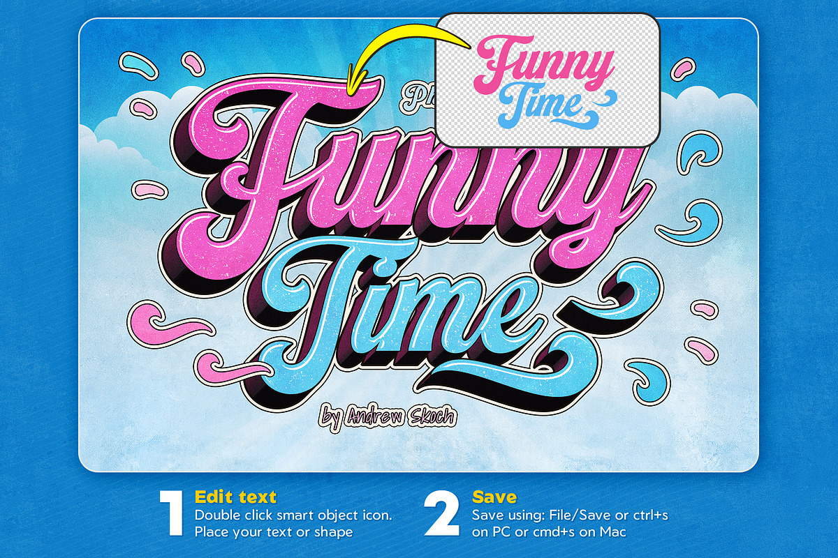 Funny Cartoon Text Effect, a Branding & Logo Template by Andrew Skoch Design (Photo 2 of 9)