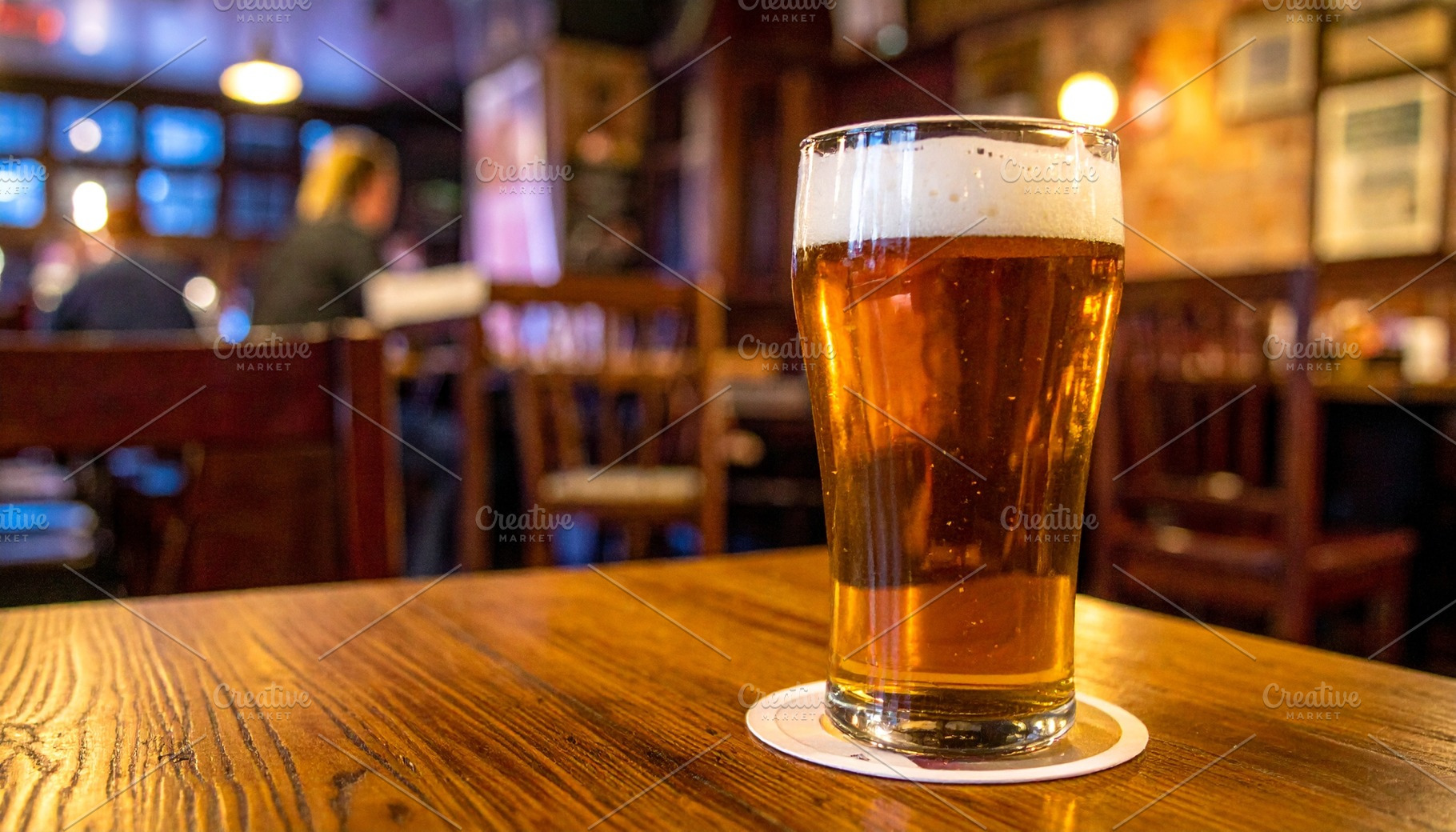 pint of ale in pub AI generated, a Photo by WorldOfPhotos