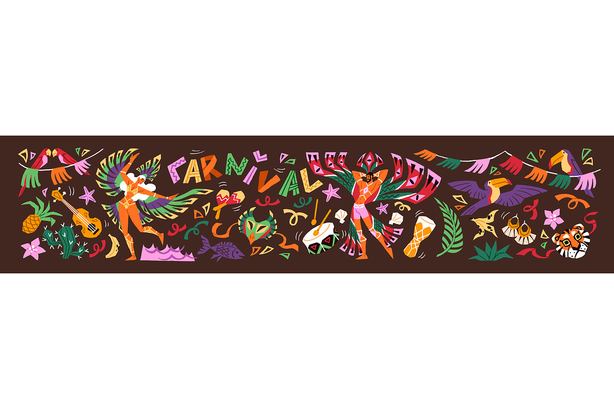Carnival of Brazil set + backgrounds, a Decorative Illustration by PaperTrident (Photo 2 of 6)