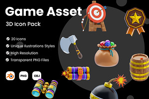 3D Game Asset Icon Pack, an Object 3D Model by novia99design