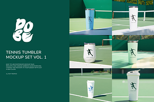 Tennis Tumbler Mockup Set Vol 1, a Cups & Container Mockup by DOBE Studio
