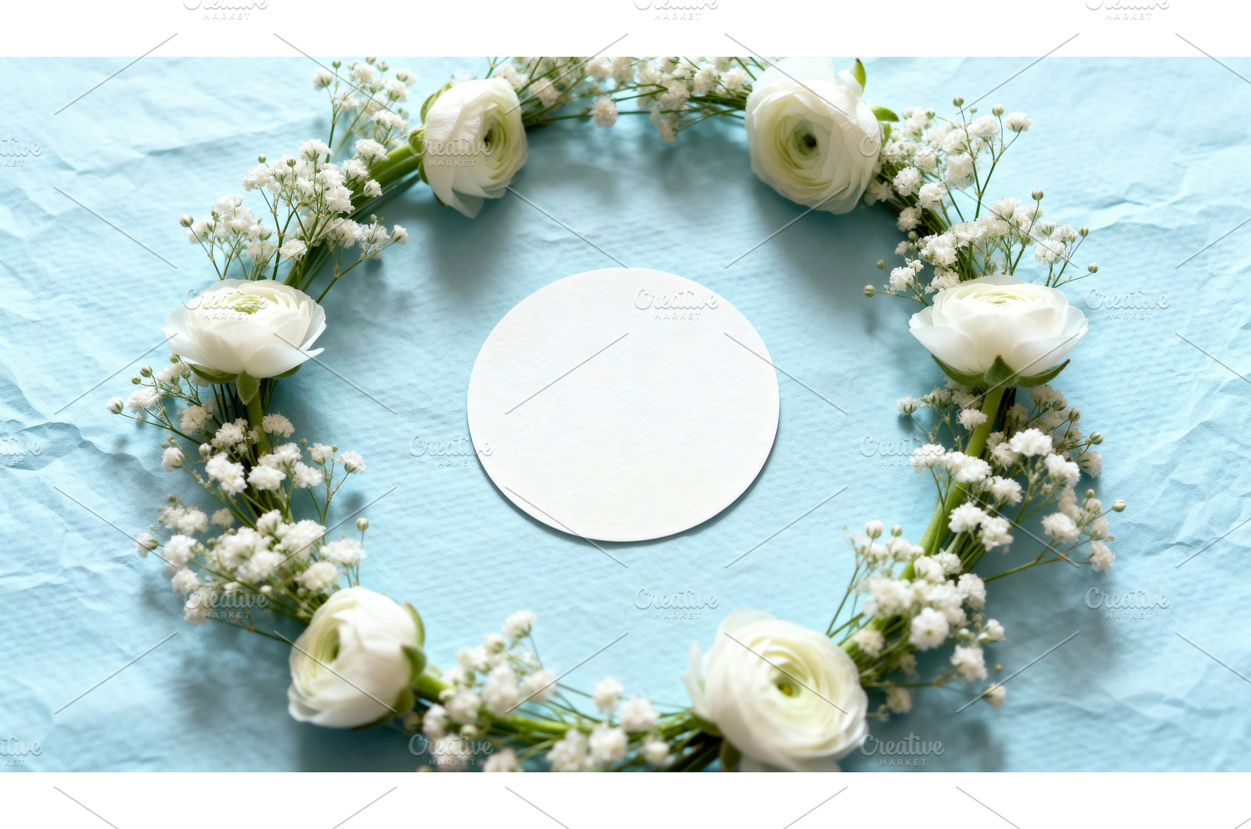White floral wreath with ranunculus, a Background Photo by tilialucida