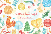 Watercolor Festive Lollipops, a Food Illustration by Irina Avdeeva (Thumbnail 1 of 7)