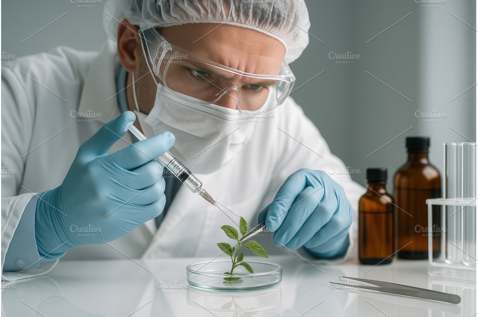 Scientist in protective gear and, a Technology Photo by Sergey Kotenev