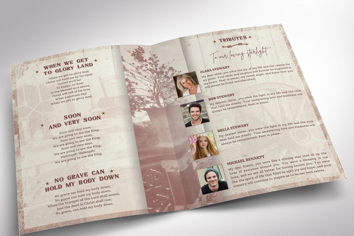 Cowgirl Tabloid Funeral Program Template preview 5