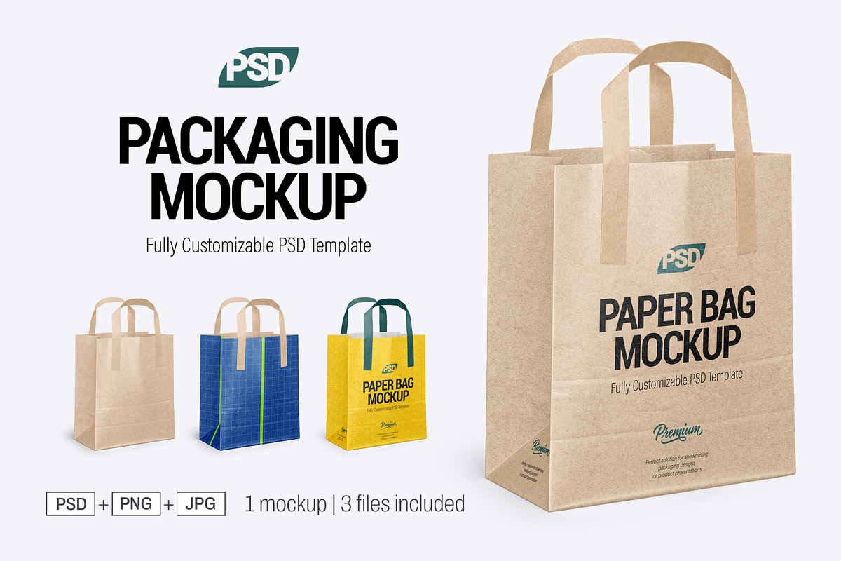 Kraft Paper Bag & Handles PSD Mockup, a Packaging Mockup by LoopAll (Photo 1 of 10)
