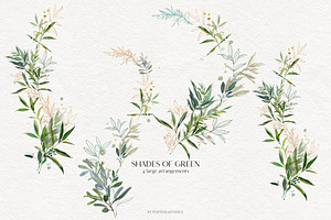 Shades Of Green Watercolor Clipart