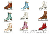 Watercolor ice skates clipart, a Decorative Illustration by yana.fefelova (Thumbnail 2 of 4)