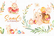 Snail & Family. Cute Collection, an Illustration by StarJam (Thumbnail 1 of 5)