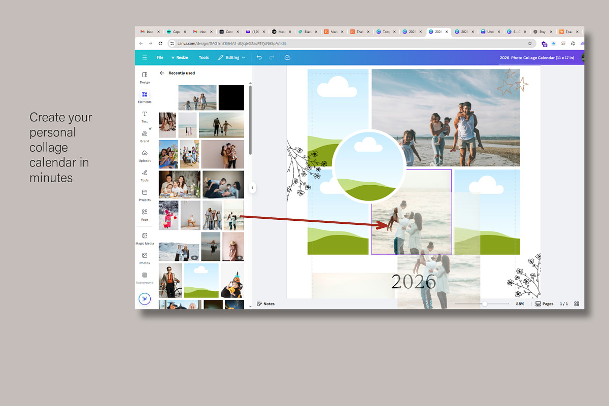 2026 Photo Collage Calendar Template, a Poster Template by R-studio (Photo 6 of 8)