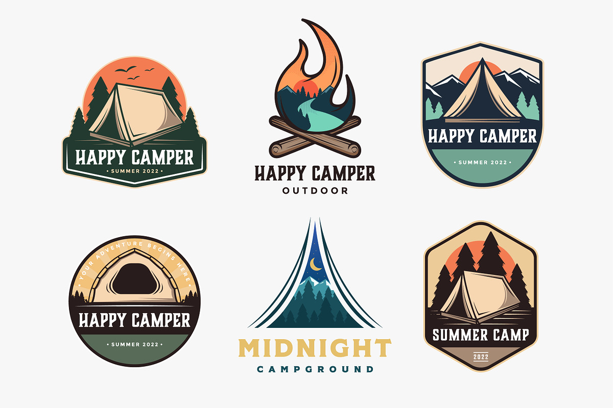 Set of outdoor camping logo, a Branding & Logo Template by DOMHOUZE