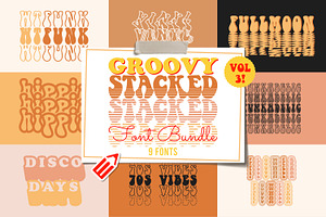 Groovy Stacked Font Bundle Vol.3