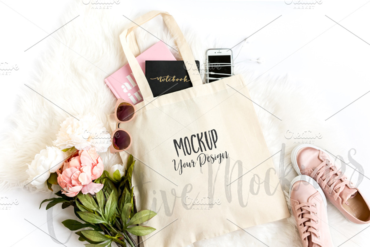 Natural Canvas Tote Mockup, an Apparel Mockup by CarmenCreativeStudio