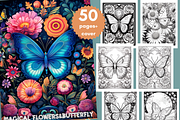 Flowers and Butterfly Coloring Book, an Animal Illustration by LA Design (Thumbnail 1 of 10)