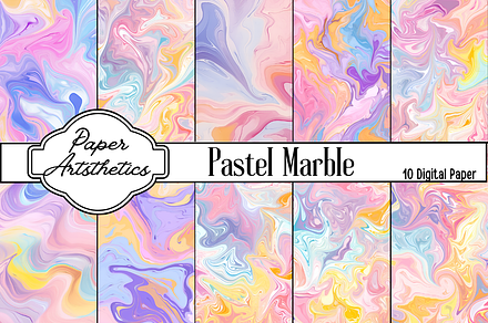 Pastel Color Marble Digital Paper, a Wallpaper Graphic by Paper Artsthetics