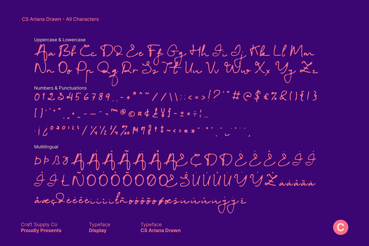 CS Ariana Drawn, a Script Font by Craft Supply Co. (Photo 8 of 8)