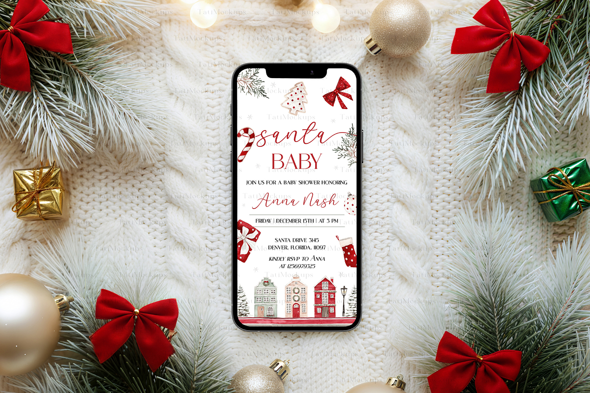 Christmas Phone Mockup Red Bows, a Product Mockup by TatiMockup (Photo 5 of 5)