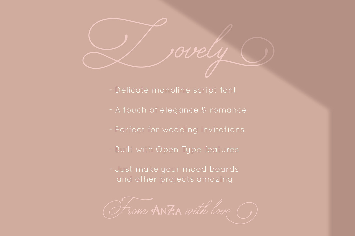 Lovely Monoline Script Font, a Script Font by Anna Zakharchenko (Photo 10 of 10)