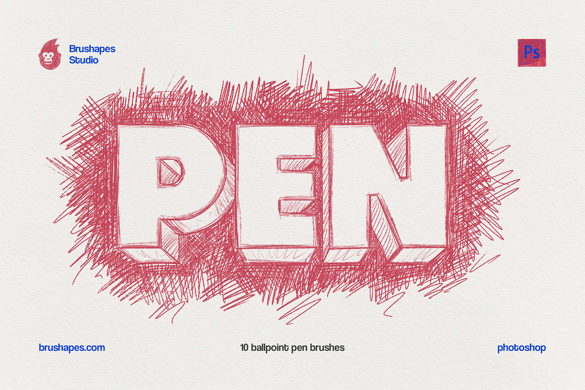 Photoshop Ballpoint Pen Brushes, a Brush Add-On by brushapes.com (Photo 9 of 10)