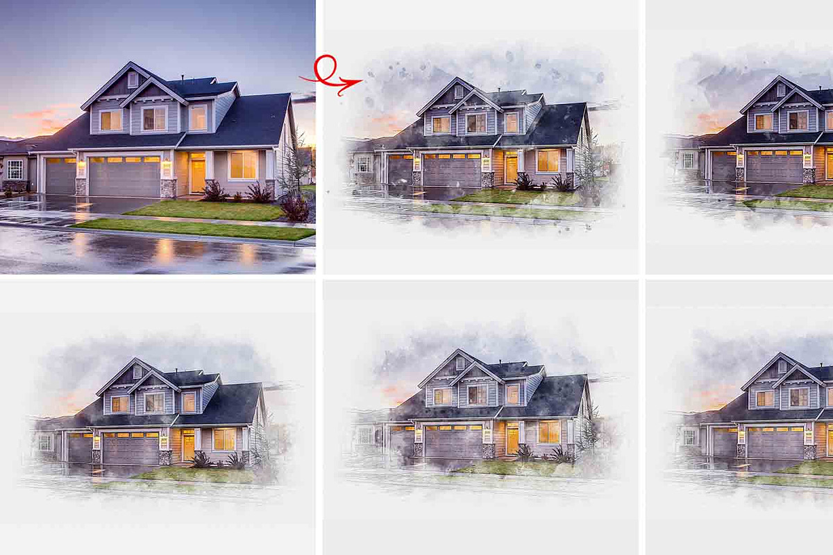 Watercolor House Painting Art Effect, an Action Add-On by MRI STUDIO (Photo 2 of 17)