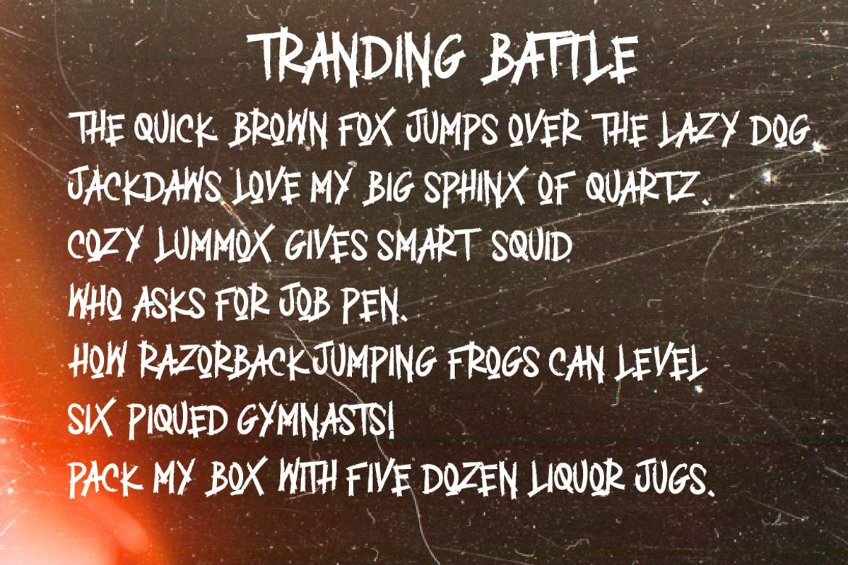 TRANDING BATTLE, a Blackletter Font by AMINMARIO (Photo 7 of 7)