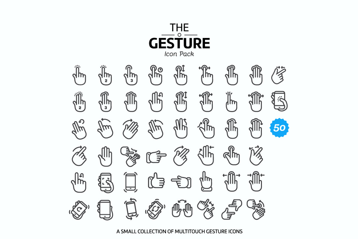 50 multitouch gesture icon