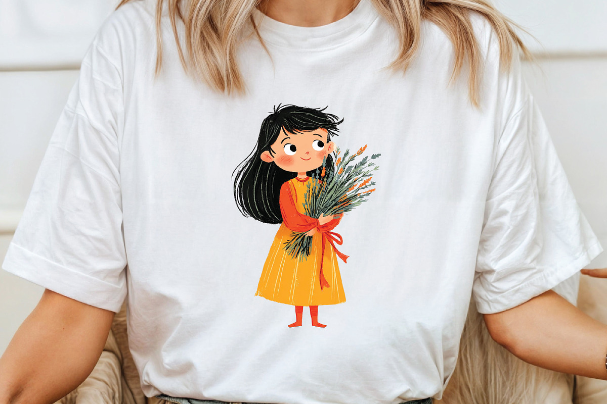 whimsical flowers and girls clipart, an Illustration by CraftArtStudio (Photo 4 of 6)