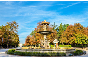 Alcachofa fountain in the buen retiro park madrid featuring fountain, an Architecture Photo by Leonid Andronov