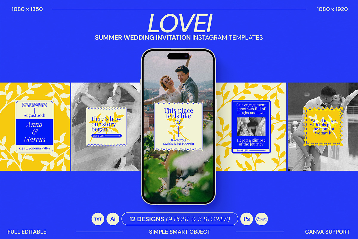 Summer Wedding Instagram Templates, a Social Media Template by Supanium Studio (Photo 2 of 5)