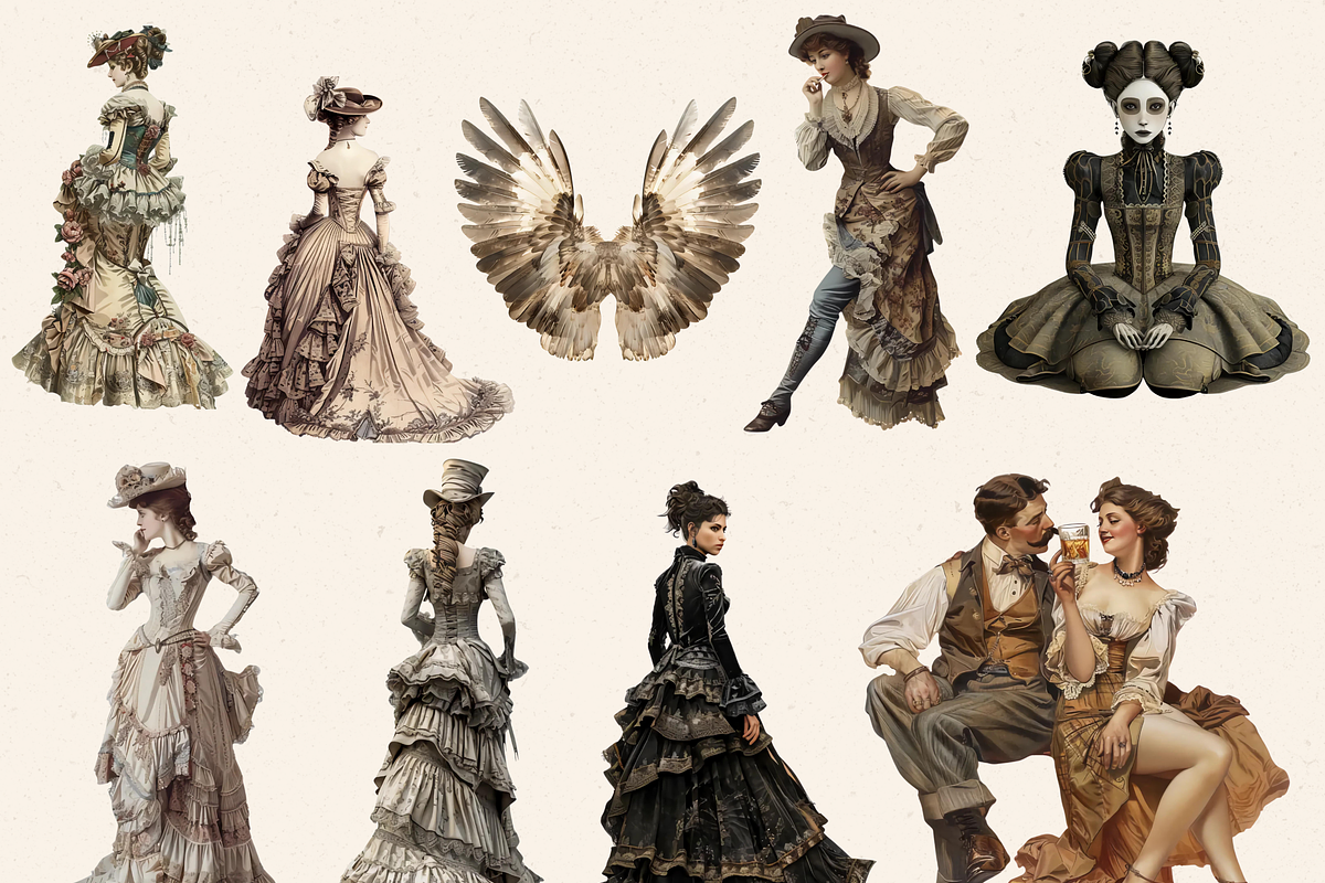 VICTORIAN WOMEN SURREAL CLIPART PACK, a Person Illustration by Daring Digies (Photo 2 of 10)