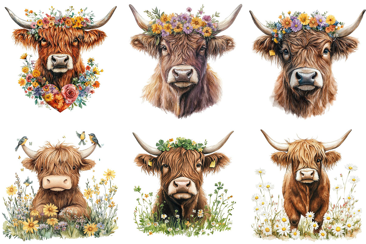 Watercolor Spring Peeking Animal Cli, an Illustration by DreamPrint404 (Photo 3 of 6)