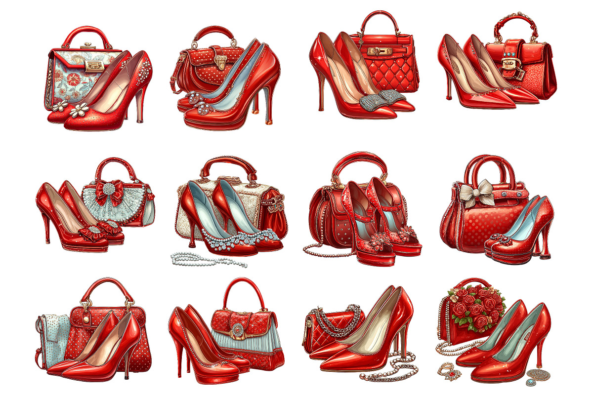 Red Luxury Bag and Heels Clipart, an Illustration by DreamArtGraphic (Photo 5 of 5)