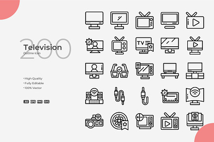 Television Outline Icons, an Outline Icon by Bloodline