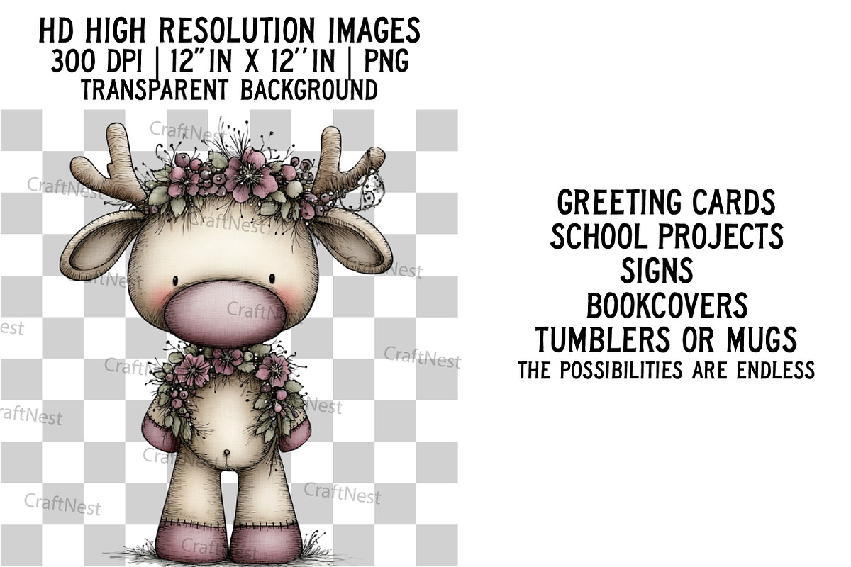 Christmas Santa & Reindeer Clipart, an Illustration by Craft Nest (Photo 2 of 6)
