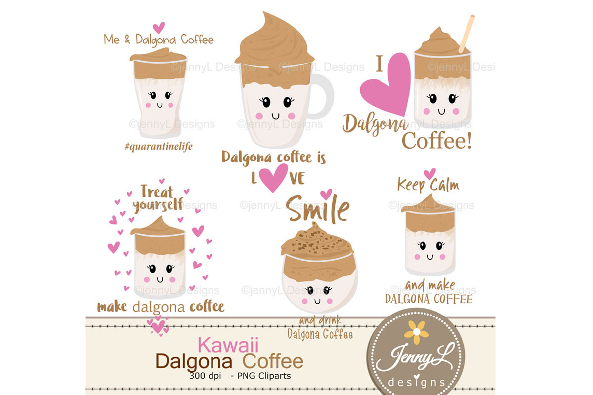 Kawaii Dalgona Coffee Digital Papers, a Pattern Graphic by JennyL Designs (Photo 4 of 9)
