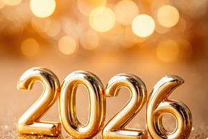 Golden numbers 2026 on sparkling background, a Holiday Photo by AlyaAnd