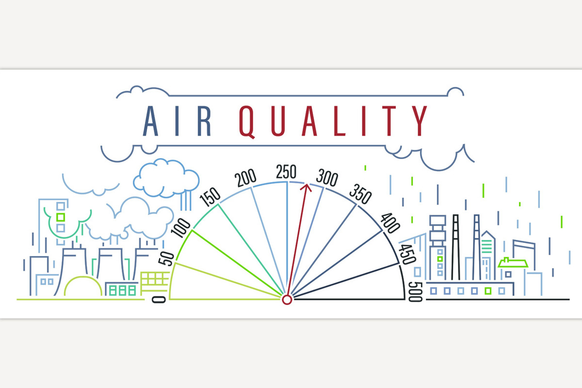 Air Quality Index poster, outline, a Technology Illustration by Anna's Shop