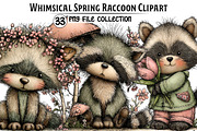 Whimsical Spring Raccoon Clipart, an Illustration by Dream Creation (Thumbnail 1 of 7)
