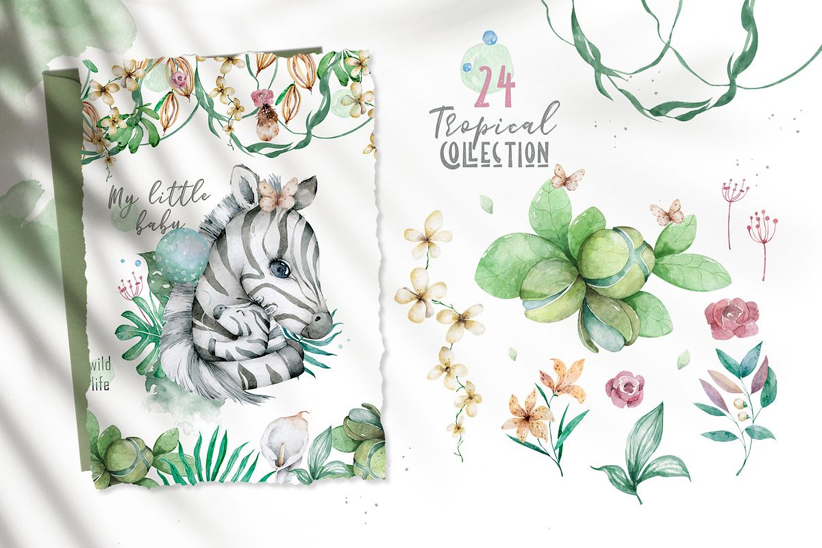 Cute Zebras Watercolor Jungle, an Animal Illustration by Ann Art Houze (Photo 6 of 13)