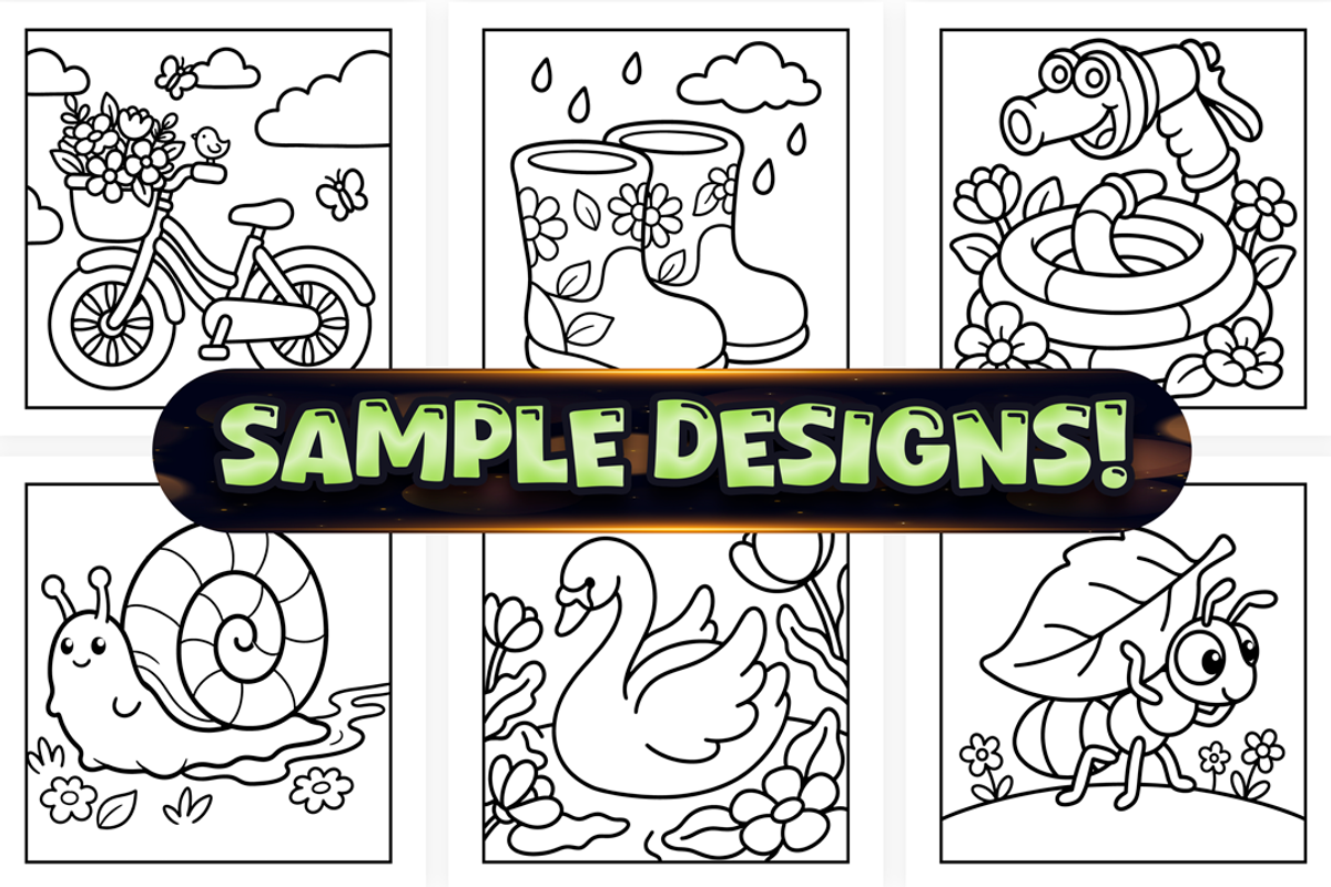 Bold and Easy Spring Coloring Pages, a Seasonal Illustration by Craftsbeefy (Photo 2 of 4)