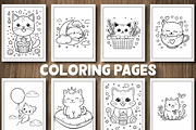 Cute Kawaii Cat Coloring Pages, a Decorative Illustration by Design Station (Thumbnail 4 of 4)
