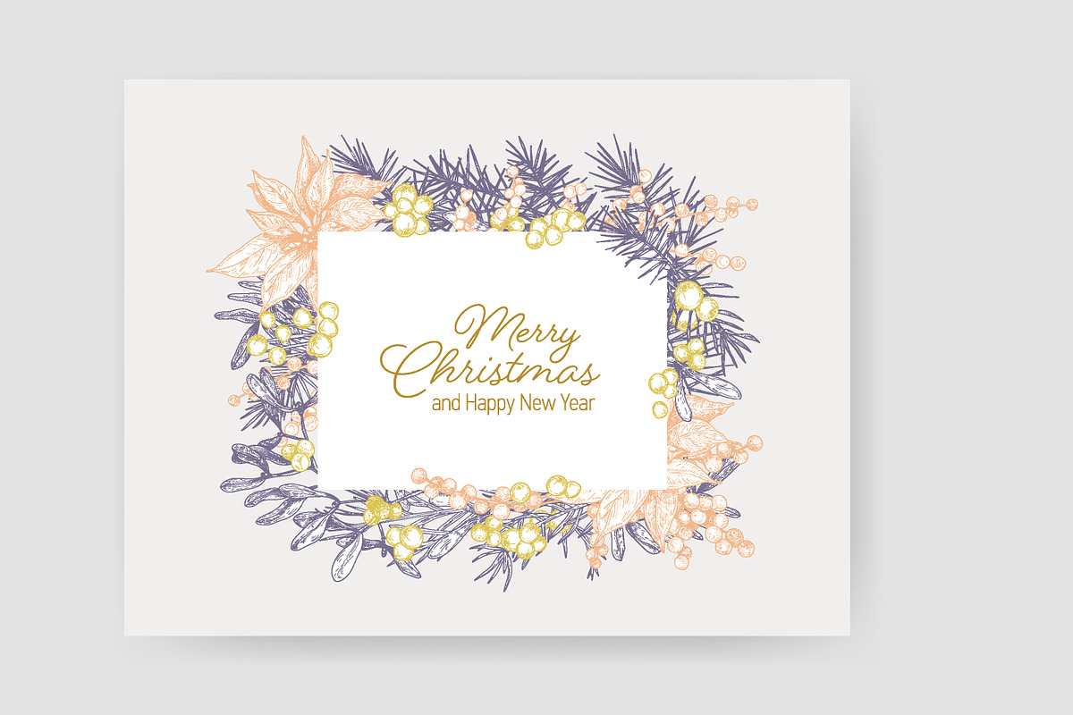 Floral christmas framed cards, a Decorative Illustration by Good Studio (Photo 12 of 19)