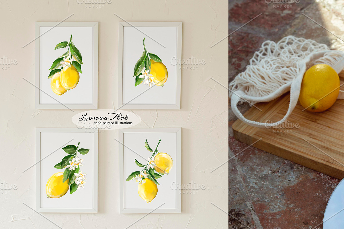 Lemons Clipart Set, a Seasonal Illustration by Leonaa art (Photo 4 of 11)
